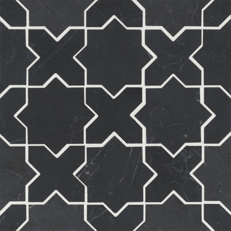 Monet Marble Mosaic Tile, Nero Marquina