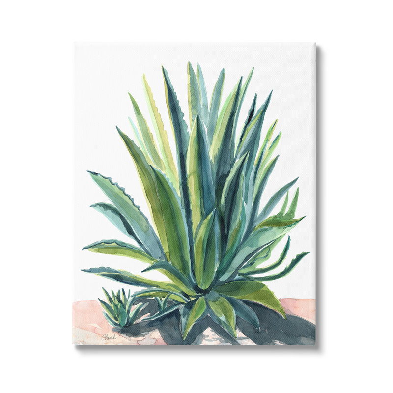 «Aloe Plant Botanical Leaves Floater», art mural sur toile par Cherish Flieder, H 20 po x l 16 po x P 1,5 po, Toile tendue
