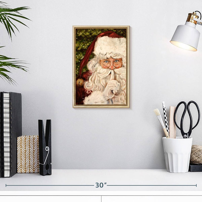 Père Noël secret, Cadre flottant en bois naturel, 9 po x 13 po