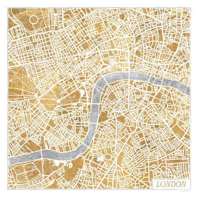 Gilded London Map by Laura Marshall - Wrapped Canvas Print