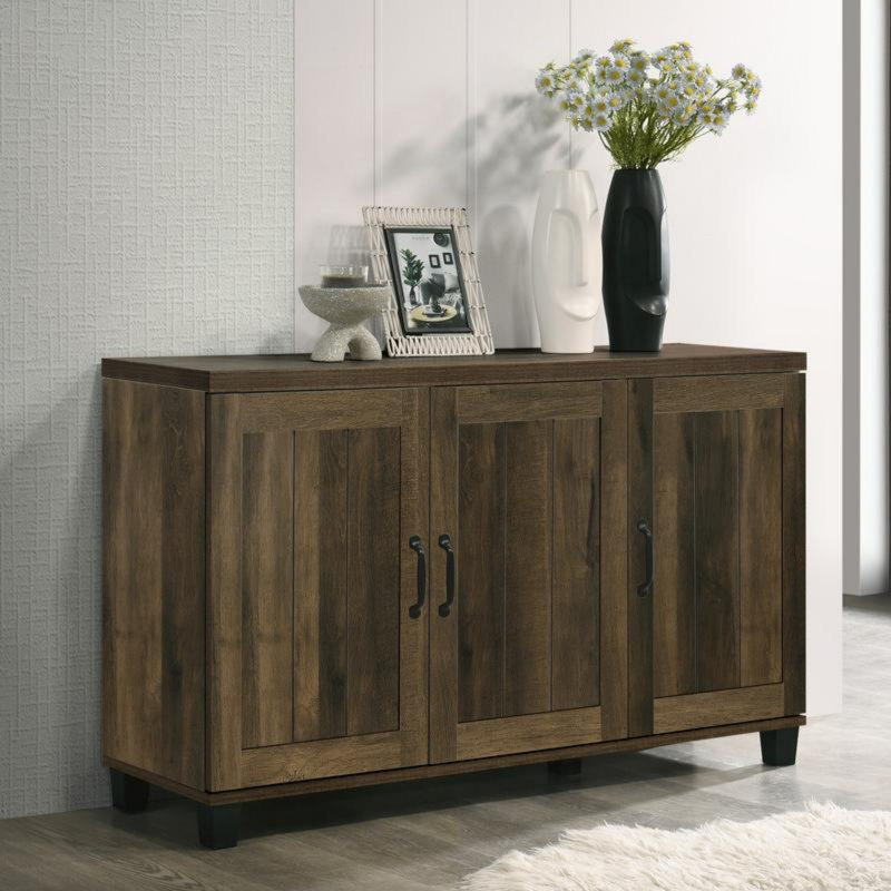3-Door Shoe Cabinet With Shelves, Dark Oak