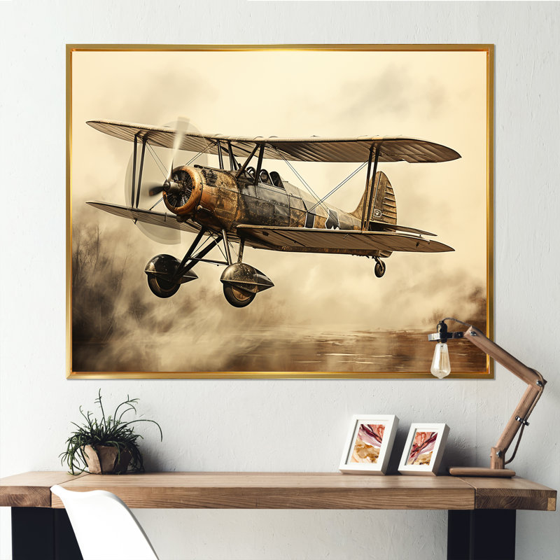 «Urban Plane», impression sur toile, Cadre flottant doré, H 12 po x l 20 po x P 1 po