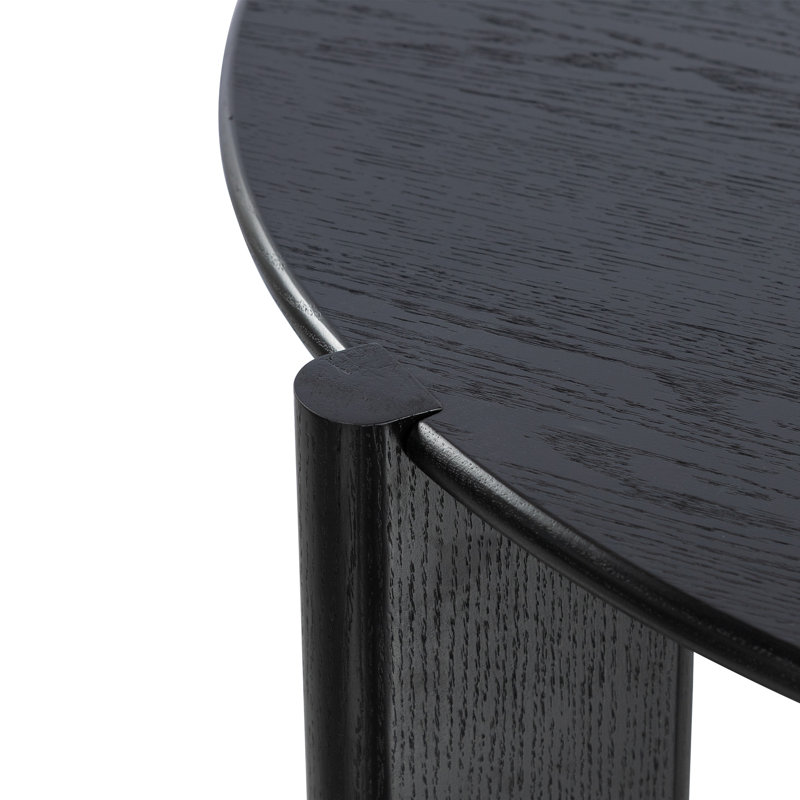 42" Solid Wood Dining Table Round Kitchen Table, Black