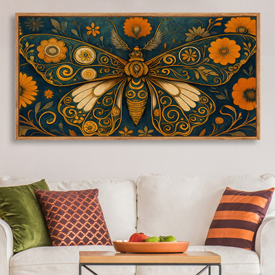 Très grand art mural sur toile encadré, impression de papillons et de fleurs pour chambre à coucher, salle à manger