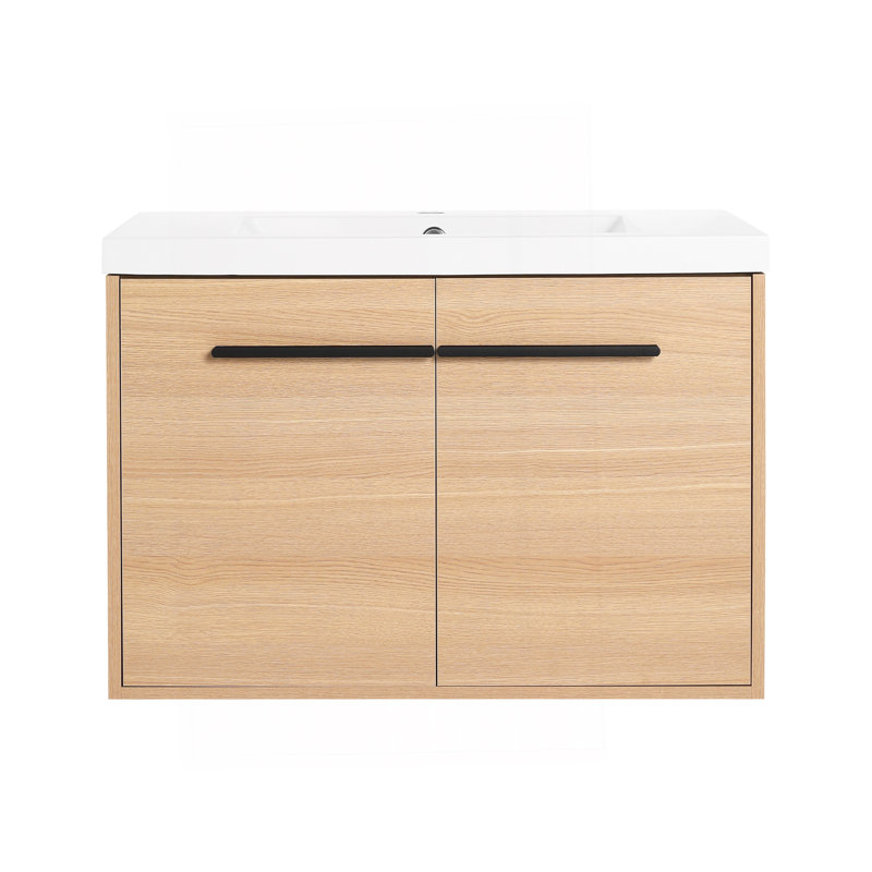 Ensemble de meuble-lavabo en chêne avec comptoir en résine, ensemble d'armoire de salle de bain 2 portes Oak, Chêne, 30''
