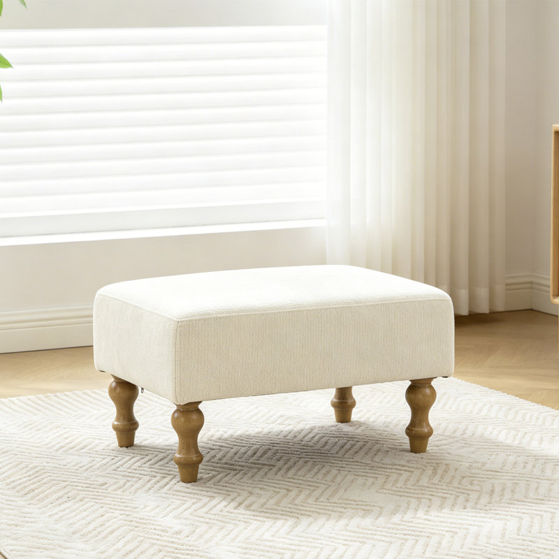 Upholstered Chenille Footstool, Beige