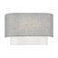 Applique murale 2 lumières en nickel brossé ADA avec abat-jour en tissu fabriqué à la main gris urbain et blanc