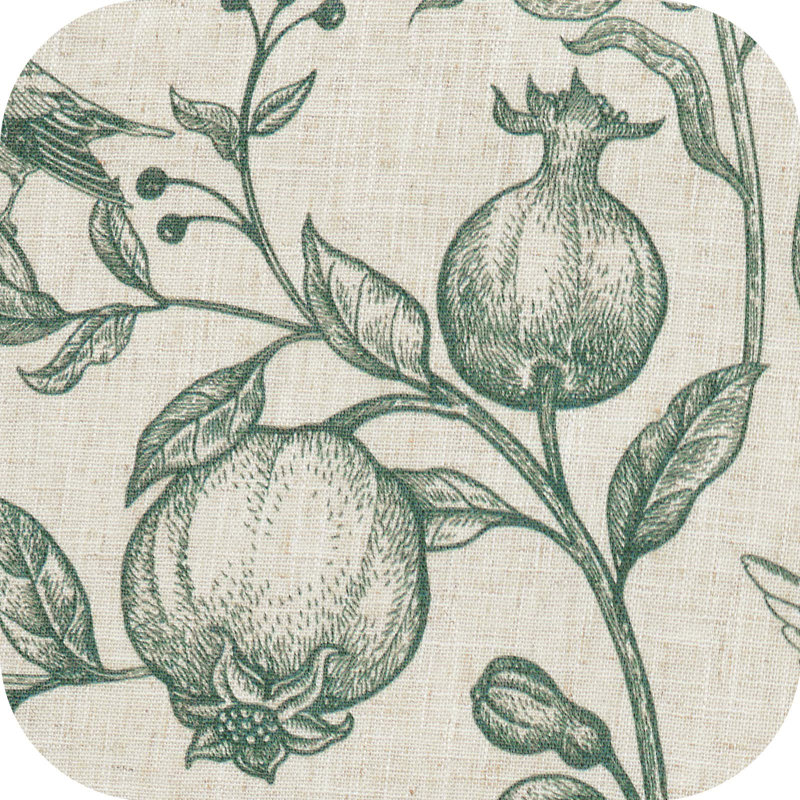 Nathnael Linen Blend Toile Semi-Sheer Curtain Panel Pair, Dark Green, 50" W x 84" L