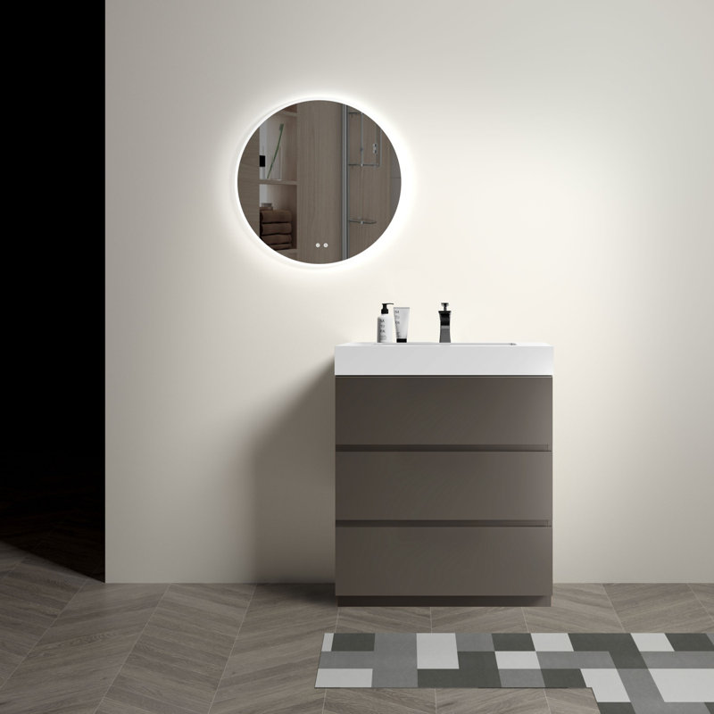 Meuble-lavabo 30 po avec lavabo, Blanc, Gris