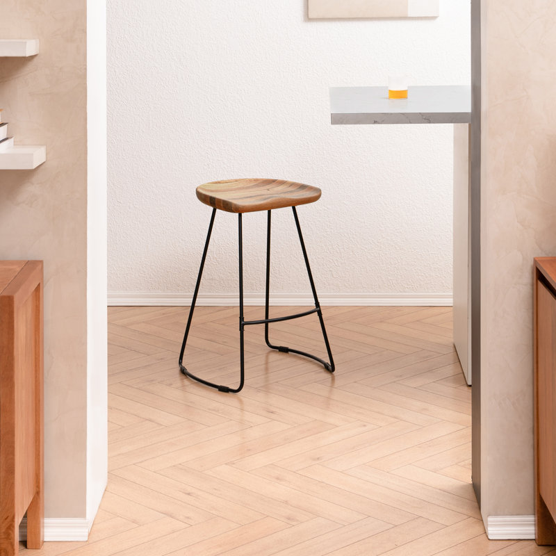 Alberts Solid Wood Counter Bar Stool, Natural, Counter Stool (26" Seat Height)