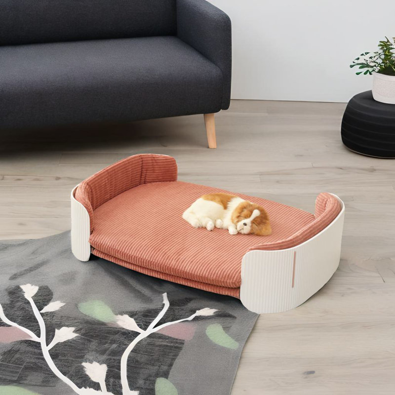 Lit d'intérieur pour chat, Taille moyenne: l 41,3 po x P 28 po, Blanc / Rose