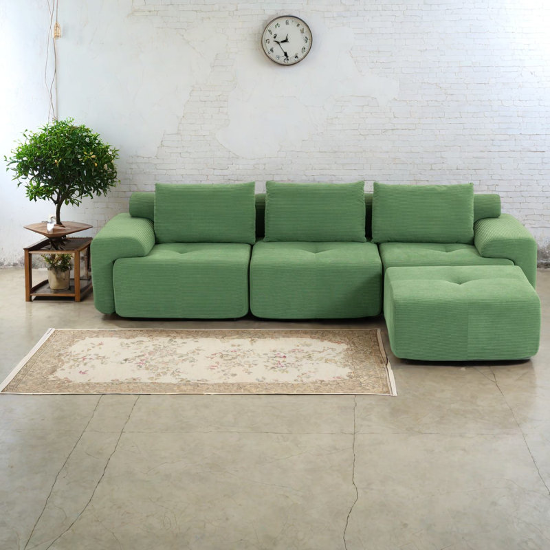 Canapé modulaire convertible avec mousse à mémoire de forme, tissu en velours côtelé pour la maison