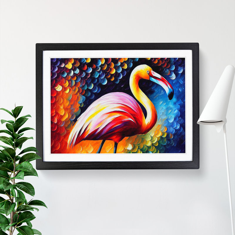 Flamingo - Single Picture Frame Print, Black, 25cm H x 34cm W x 2cm D