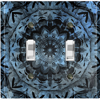 Metal Light Switch Plate Outlet Cover (Blue Mandala Meditation - Double Toggle)