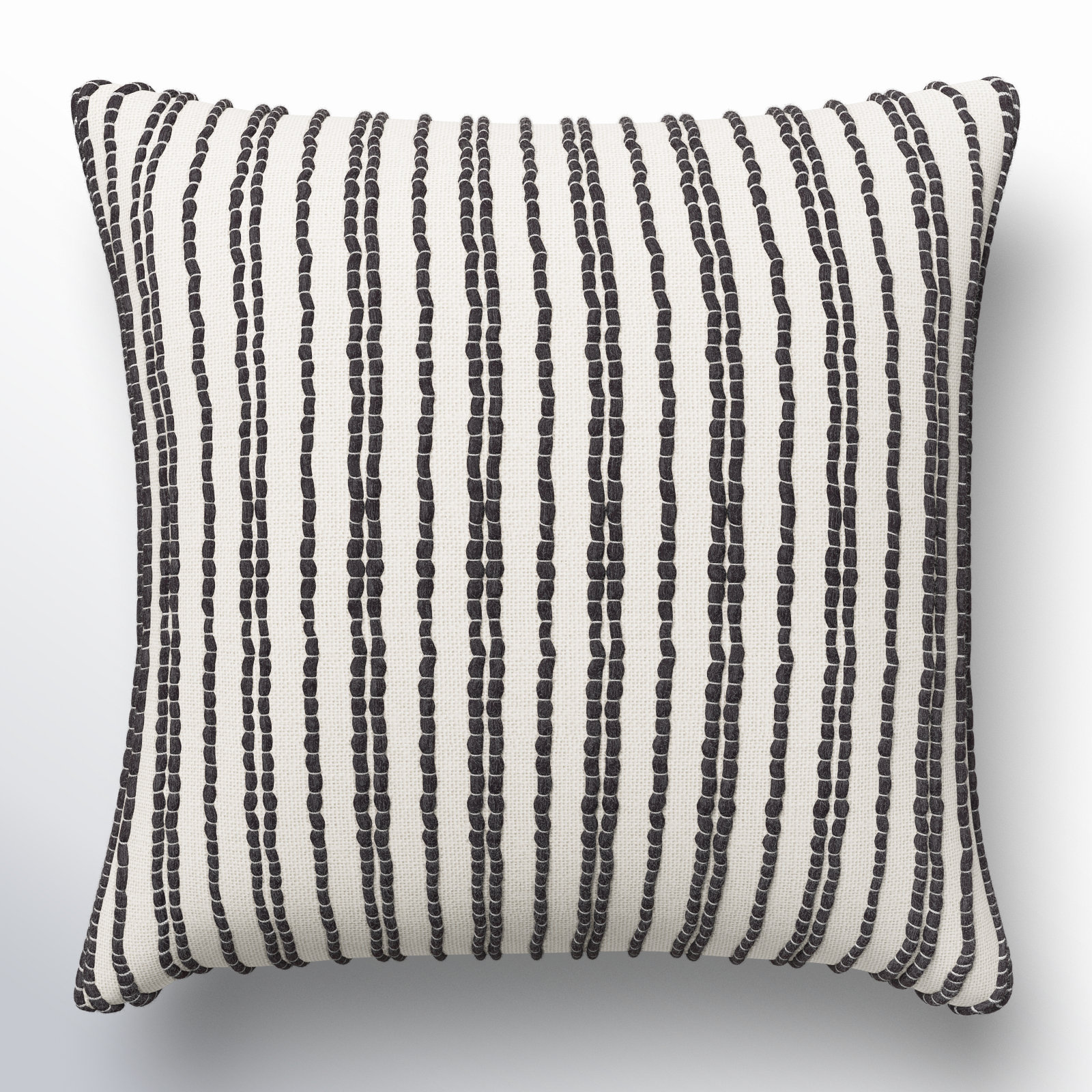 Amora Embroidered Cotton Pillow Cover, 18" x 18", Pillow Cover Only - No Insert, White/Dark Gray