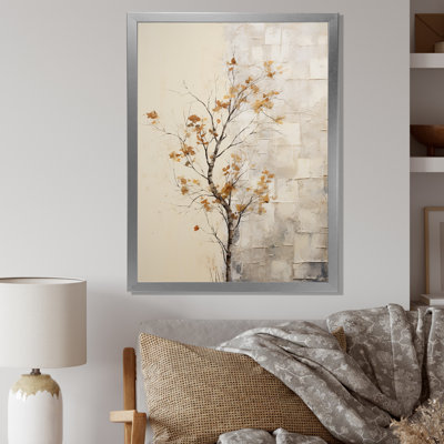 Minimalisme, arbre d'érable beige Melody III sur toile