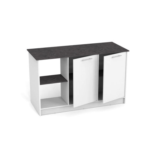 Juniper 59-inch Wide Kitchen Island with 2 Open Shelves and 2 Cabinets