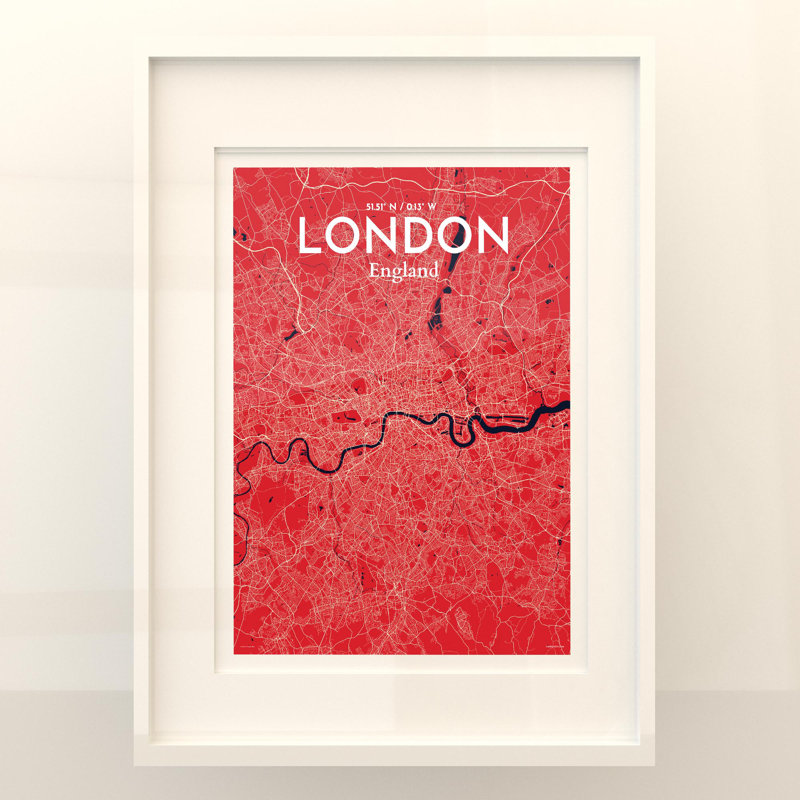 London City Map in Nautical 1 Piece Wall Art, 24cm H x 18cm W x 0.05cm D
