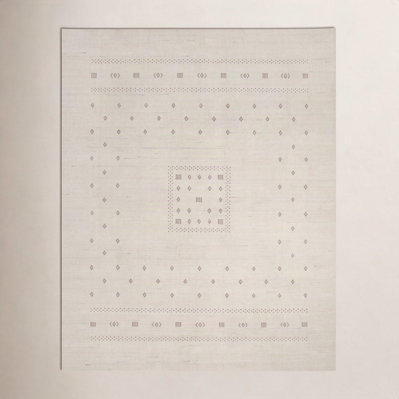 Tapis en coton / laine noué à la main Simi, Neige, Rectangle de 10 pi x 14 pi
