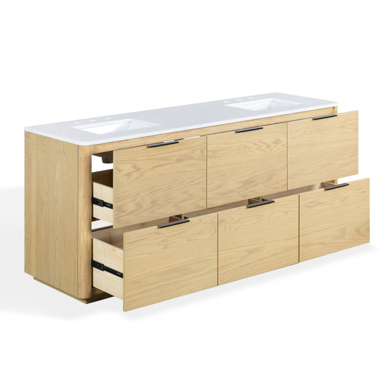 Meuble-lavabo double 72 po Gabrietta, Naturel