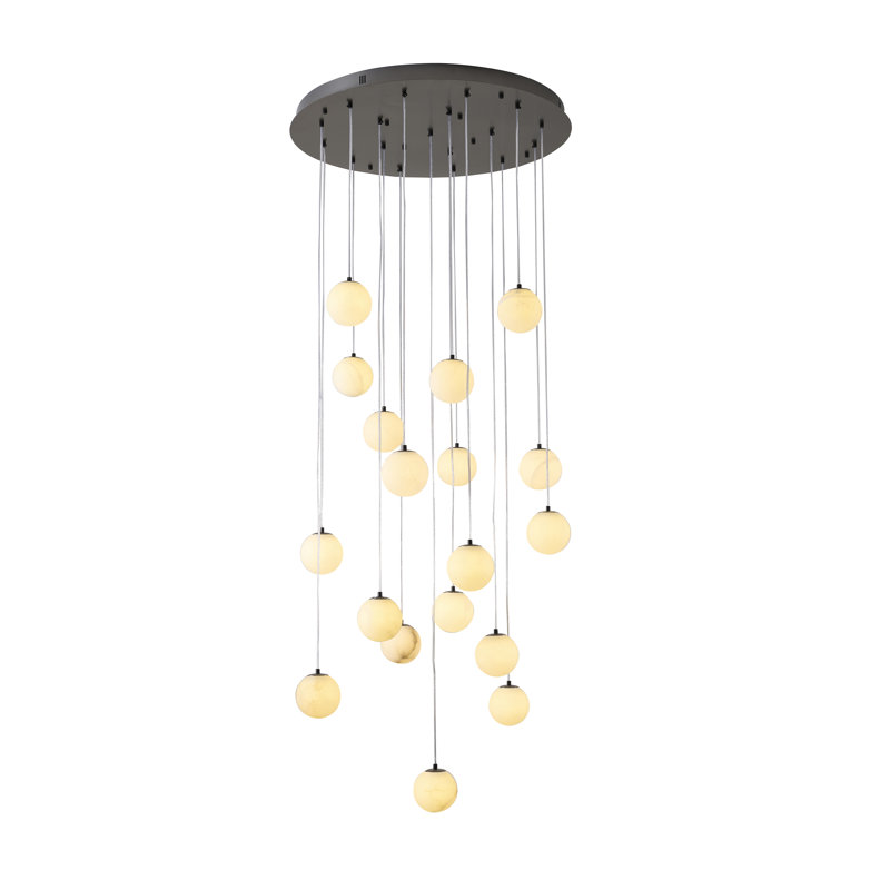 Transitional 18-Light Multi-Globe Chandelier , Matte Black