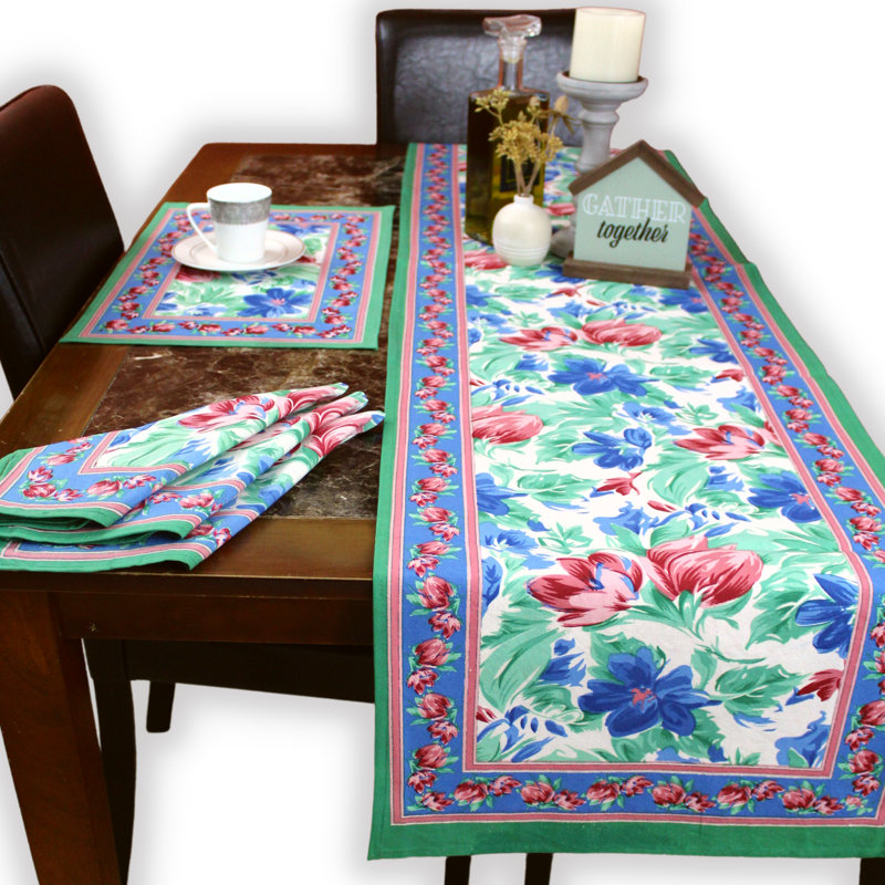 Chemin de table en coton Floral