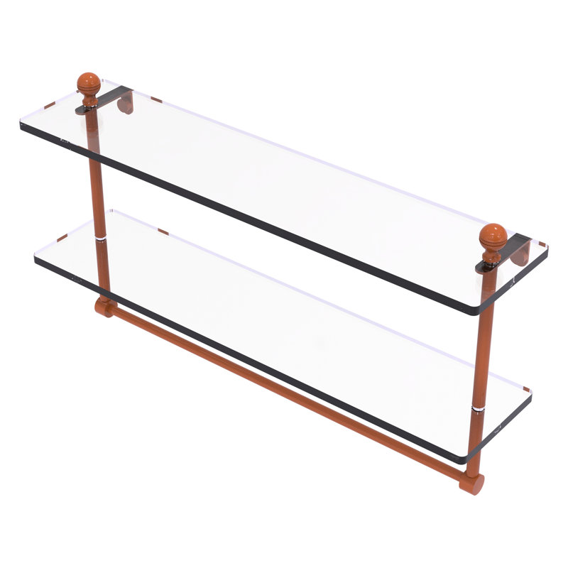Tablette en verre à deux niveaux de la collection Mambo avec barre à serviettes intégrée MA, H 12 po x l 22 po x P 5 po