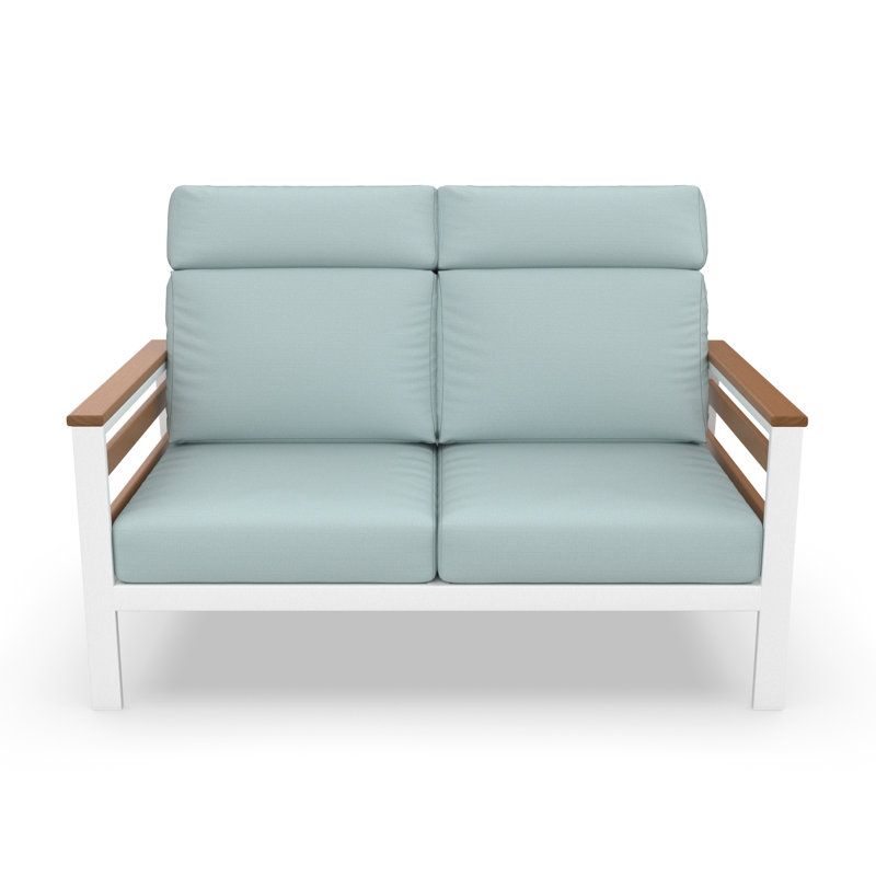 Causeuse d'extérieur en métal avec coussin Sunbrella Townsend, Bliss Dew