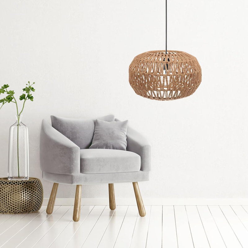 Remplacement de l'abat-jour tissé en rotin, couvre-lampe cylindrique Boho pour lustre, lampes sur pied