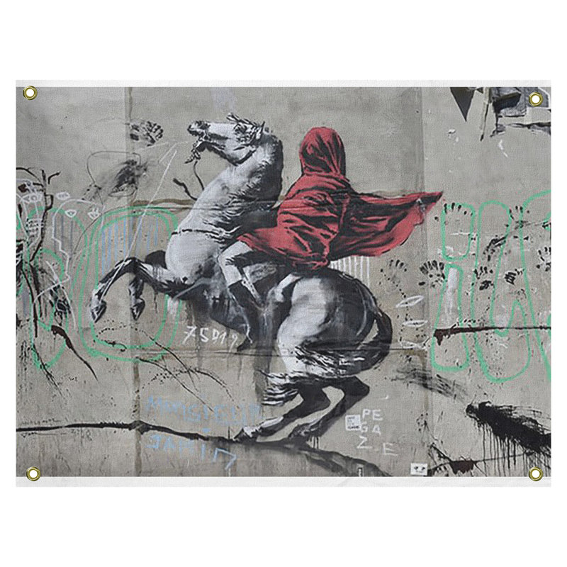 Tapisserie à conducteur de cheval napoleon en polyester voilé, H 59 po x l 80 po x P 1 po