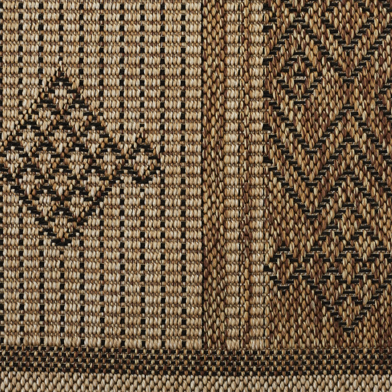 Ava Beige and Brown Geometric Synthetic Area Rug