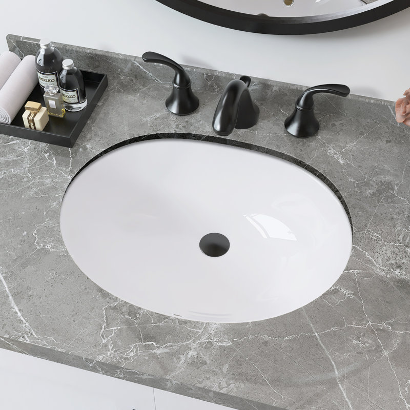 19.4" W X 15.7" D Undermount Round Bathroom Sink Ceramic Vitreous China Basin White Bath Vessel Sink with Integrated Overflow
