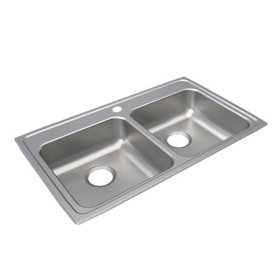 Elkay Lustertone Classic Stainless Steel 33" L x 20" W Double Basin Drop-In Kitchen Sink
