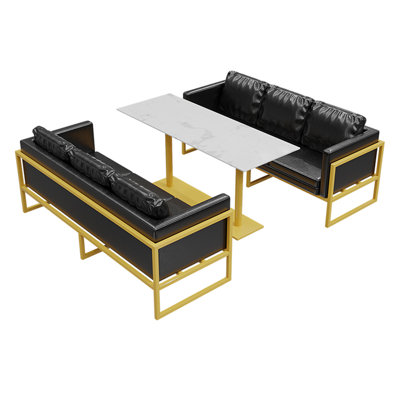Jordano 6 - Person Marble Top Pedestal Dining Set