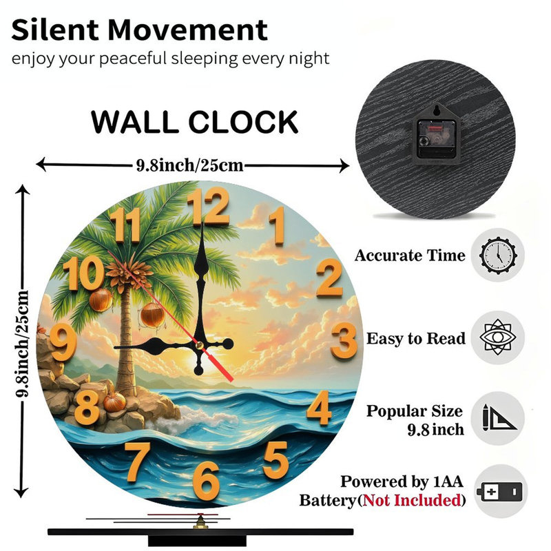 Horloge murale palmier tropical