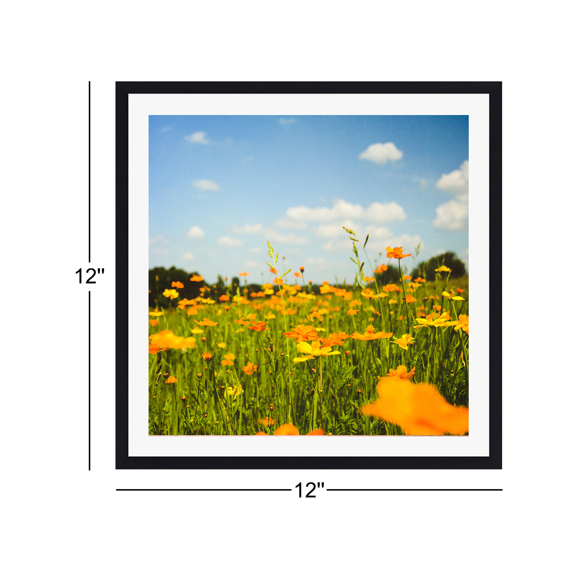 Summertime Good Vibes by Olivia St Claire, 12" W x 12" H, No, Black Floater Framed