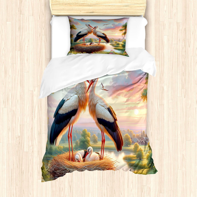 Birds And Nature Duvet Cover, Twin Duvet Cover + 1 Standard Shams