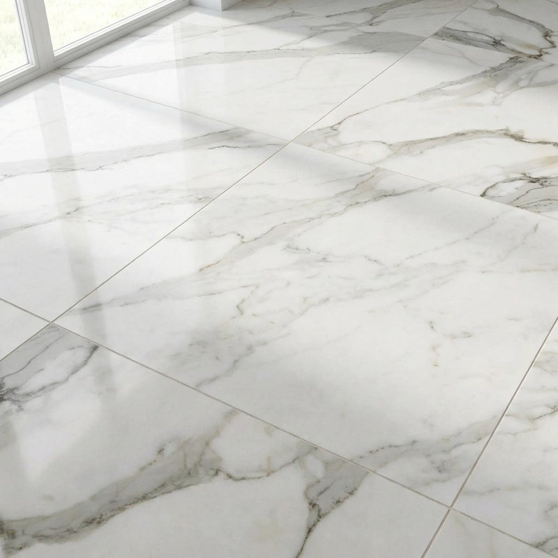 Calacatta Gold Standard Polished 18x18 Marble Tile, White