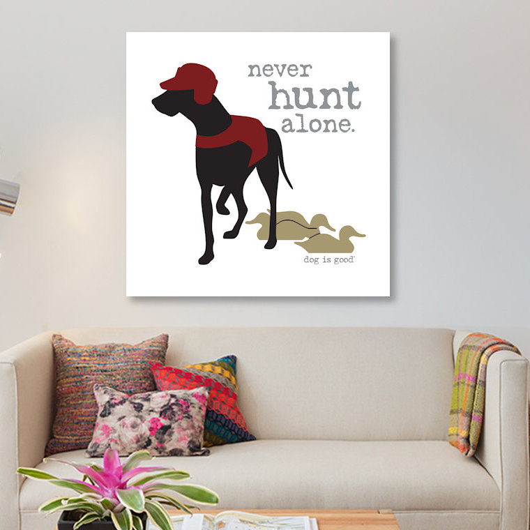 « never hunt seule », reproduction sur toile, H 12 po x l 12 po x P 0,75 po, Toile tendue, Pas de tapis