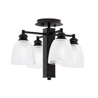 Edge 4 Light Semi-Flush Shown With 5" Clear Ribbed Glass