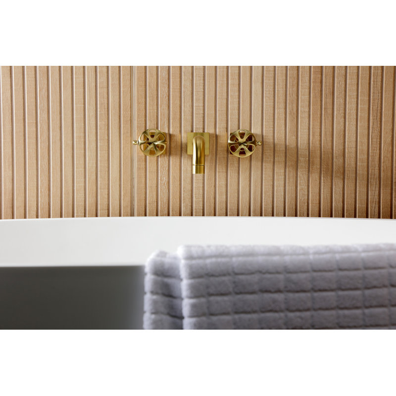 Kingston Brass Belknap Two-Handle 3-Hole Wall Mount Roman Tub Faucet, Brushed Brass