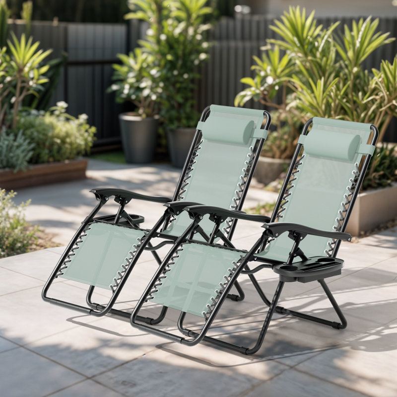 Chaises longues d'extérieur inclinables, réglables et pliables avec porte-gobelet Zero Gravity Chairs, Vert menthe