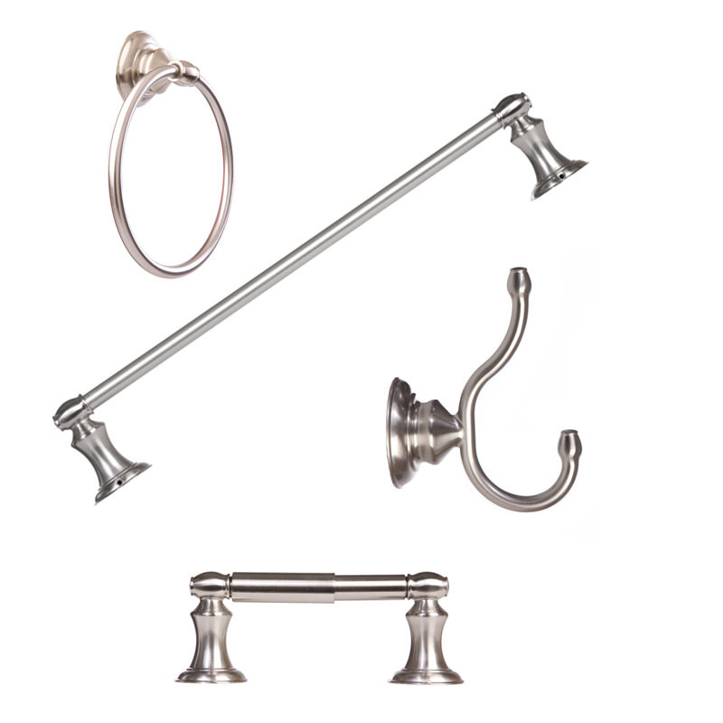 Highlander 4 - Piece Bathroom Hardware Set, Satin Nickel