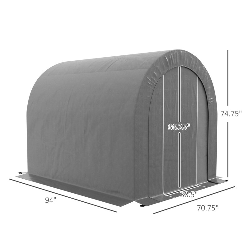 6' X 8' Garden Storage Tent, Heavy Duty Outdoor Shed, Waterproof Portable Shed Storage Shelter With Galvanized Metal Frame For Bike, Motorcycle, Garden Tools, Gray