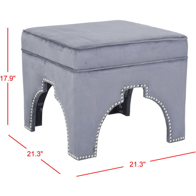 Campbell 54.1cm Wide Square Plaid Standard Ottoman, Grey
