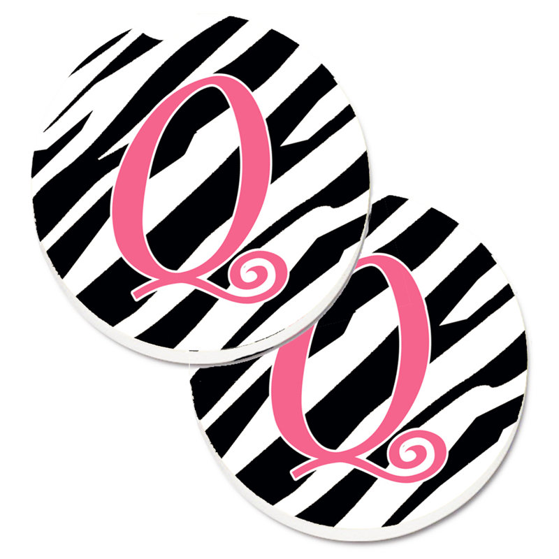 Sous-verre à cogramme initial de q tiger, Q, Noir / Rose