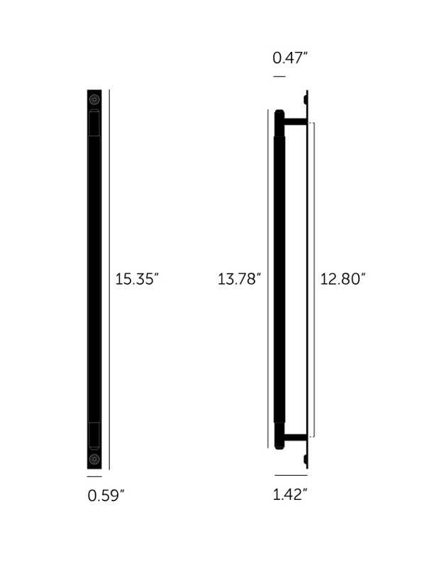 Pull Bar / Plate / Linear, Black, 12 12/16"