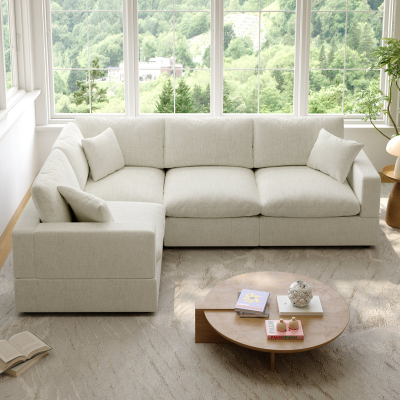 Cloud Couch Modular Sectional Sofa, Deep Seat Convertible Modular Couches For Living Room, Modern Comfy Down Filled Soft Cloud Sectional Sofa