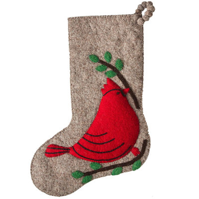 Hand-Felted Wool Christmas Cardinal Stocking