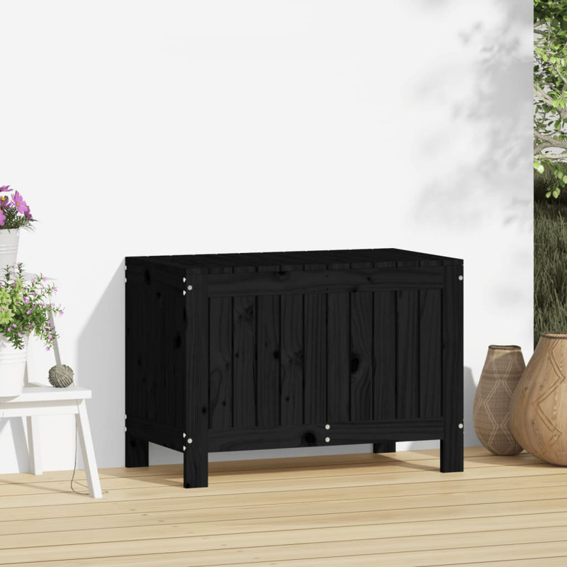 Marlow Home Co. Amagon 76cm W Pine Solid Wood Deck Box, Black
